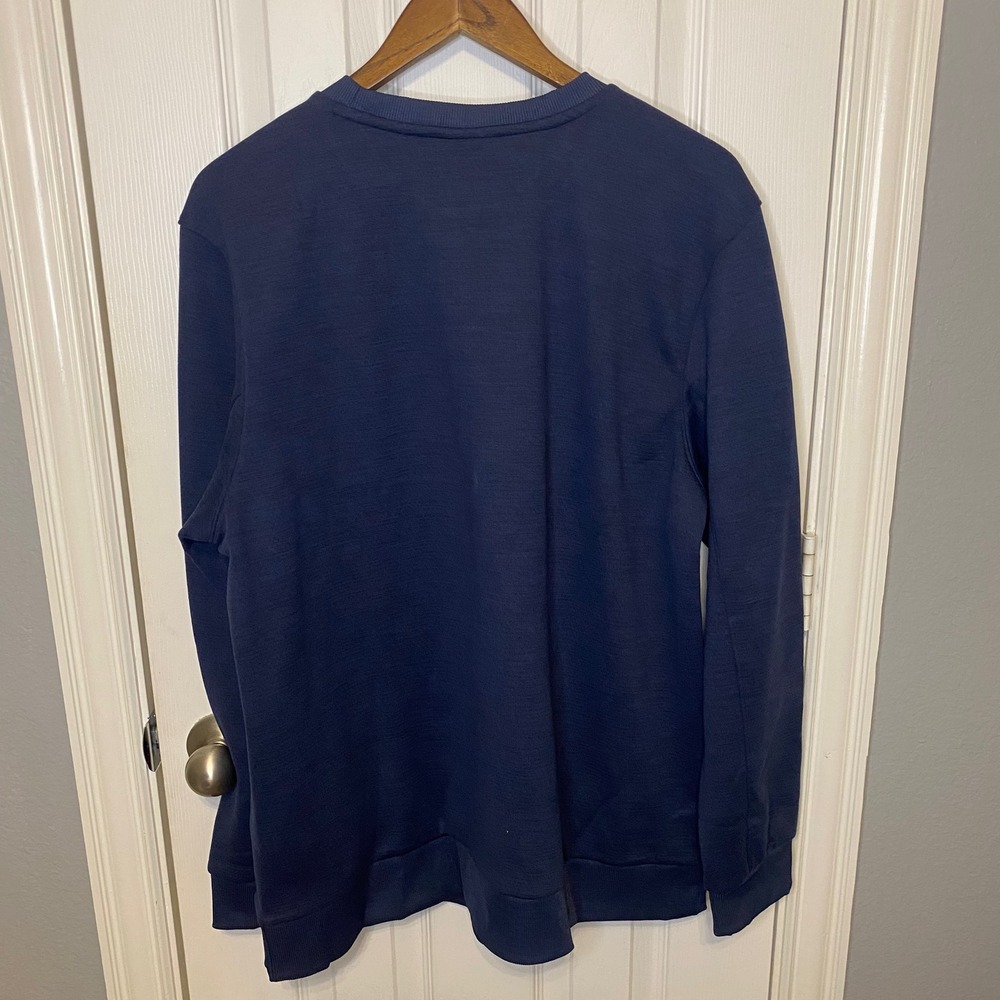 Spyder Active Mens Large Navy Blue Crewneck Sweatshirt Fleece Lined Side Pockets - Picture 5 of 5